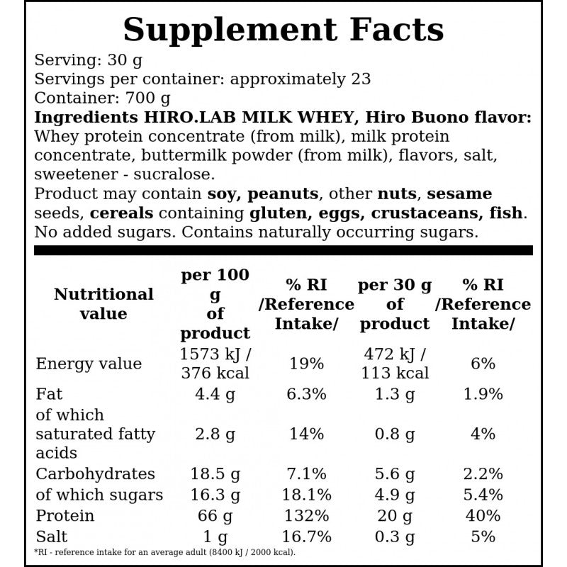 Milk Whey - 700g - Hiro Buono