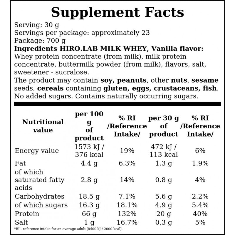 Milk Whey - 700g - Vanilla