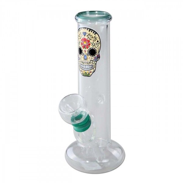 Mini Glasbbong Skull grün, 14.2cm