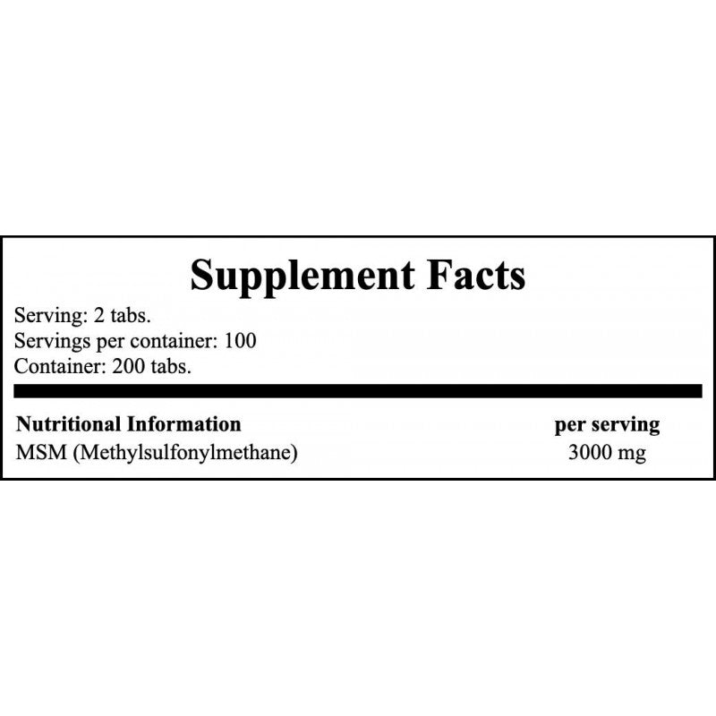 MSM 1500mg - 200tabs. x12