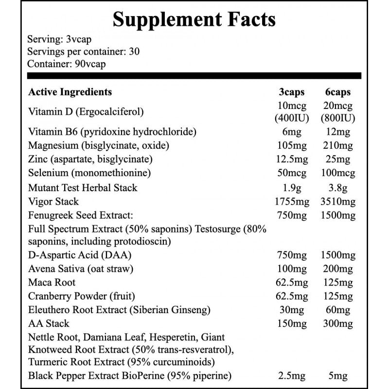 Mutant Test - 90vcaps. x12