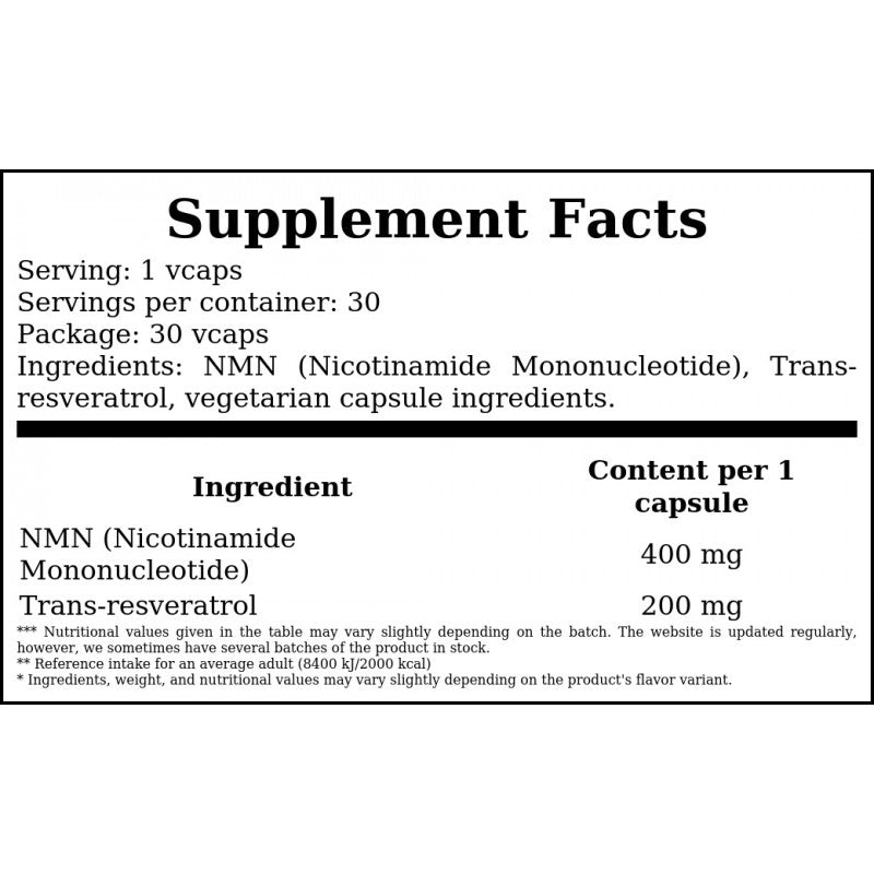 NMN with Resveratrol - 30vcaps.