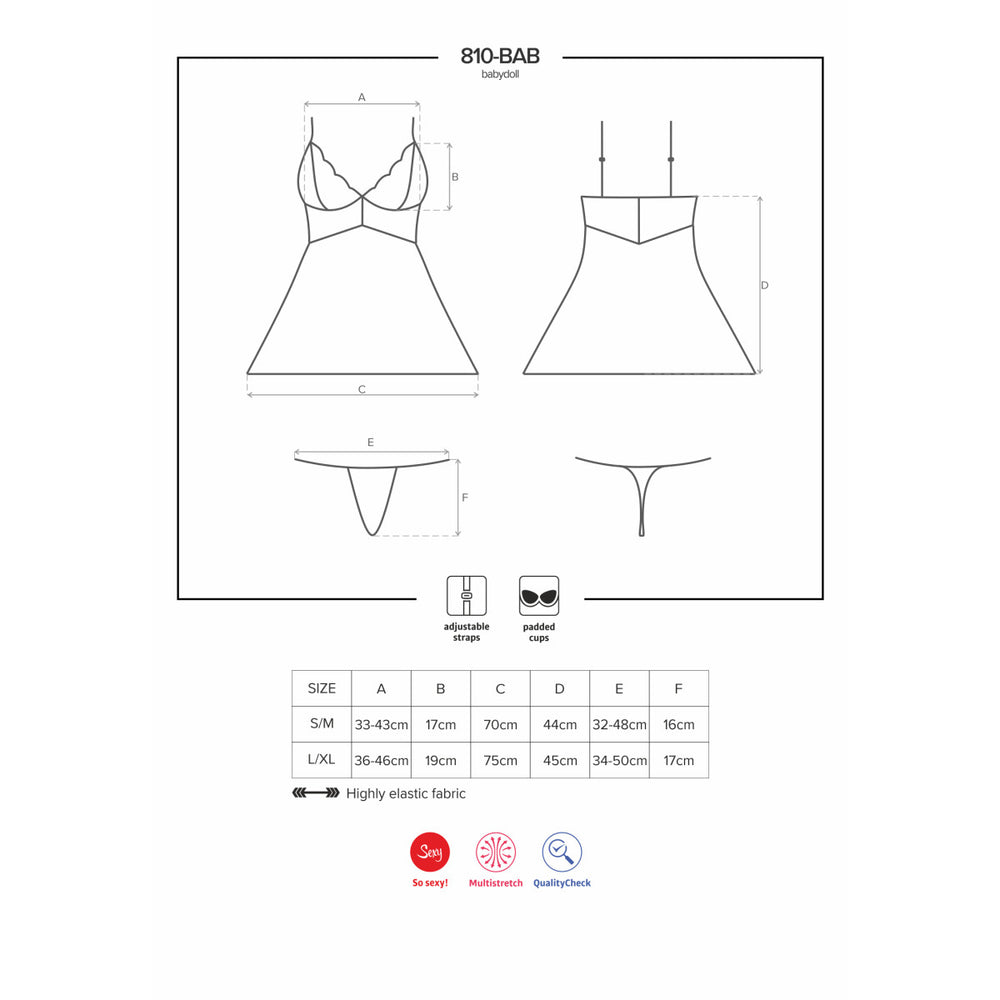 OB 810-BAB-2 babydoll & thong white