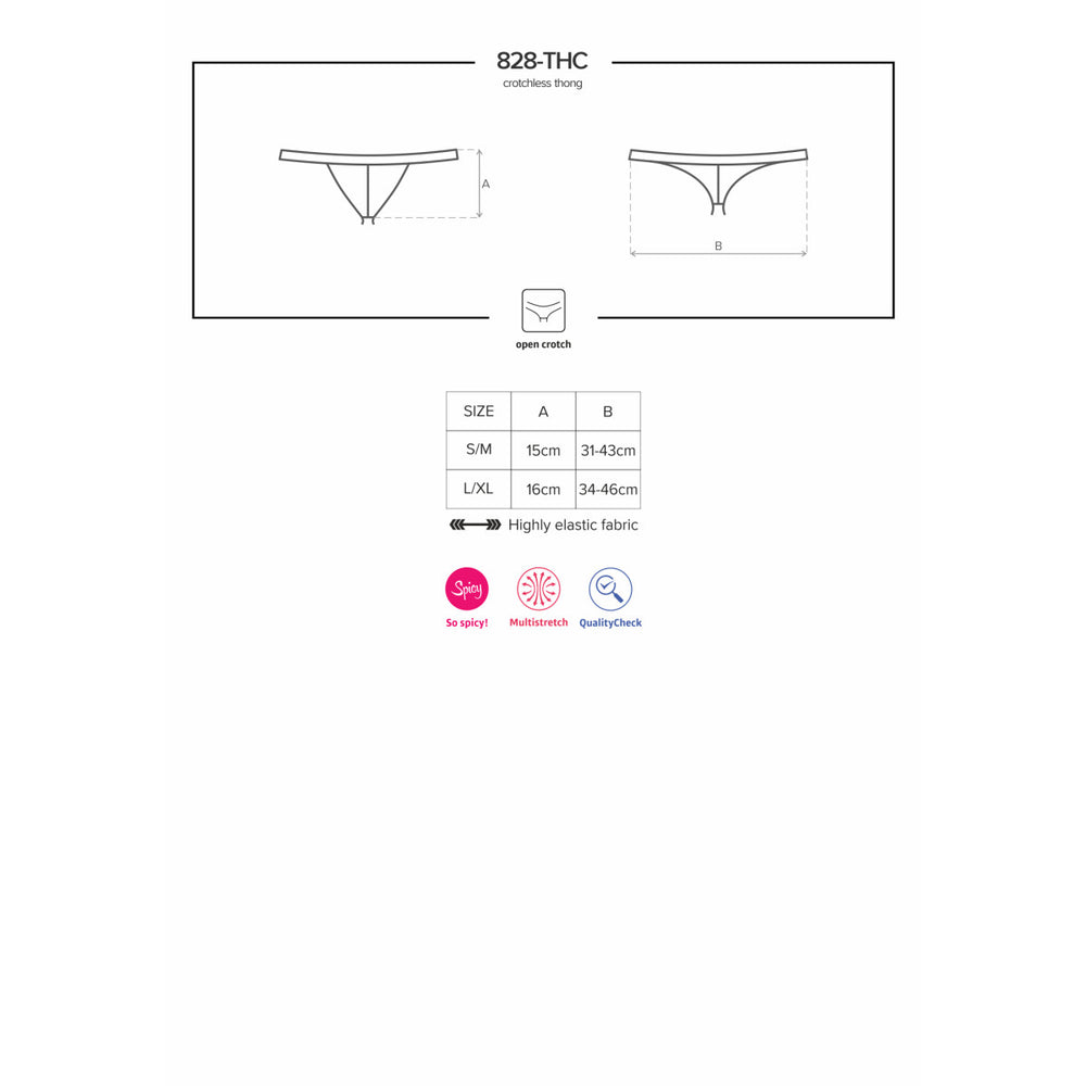 OB 828-THC-1 crotchless thong black