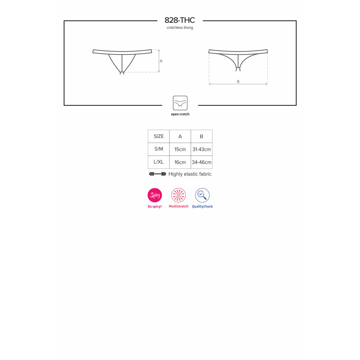 OB 828-THC-1 crotchless thong black