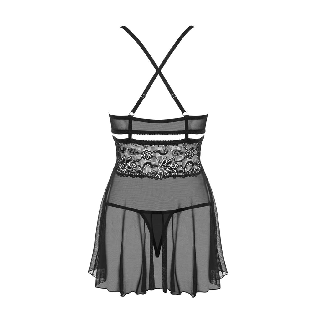 OB 838-BAB-1 babydoll & thong black Size Plus