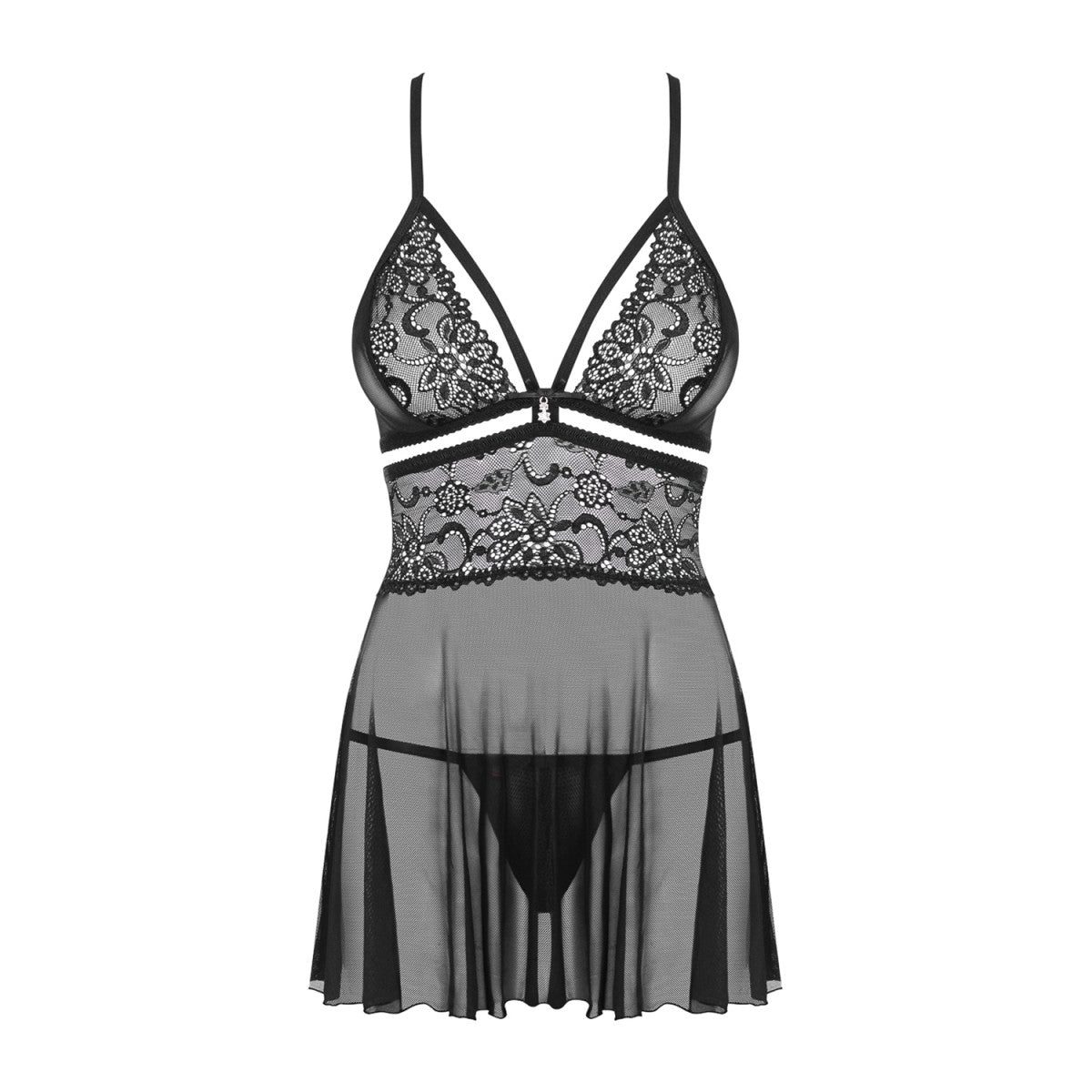 OB 838-BAB-1 babydoll & thong black