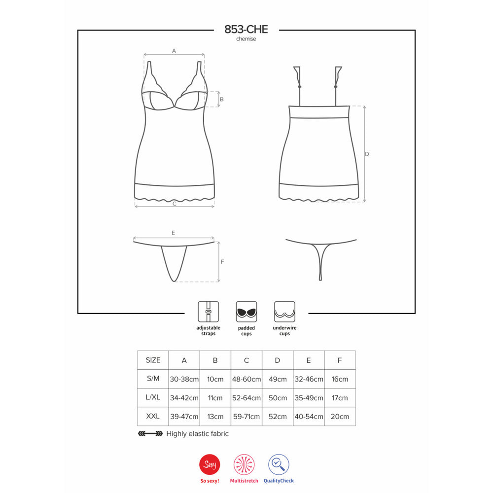 OB 853-CHE-3 chemise & thong red