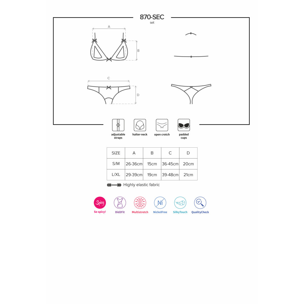 OB 870-SEC-3 2 pcs set with open bra