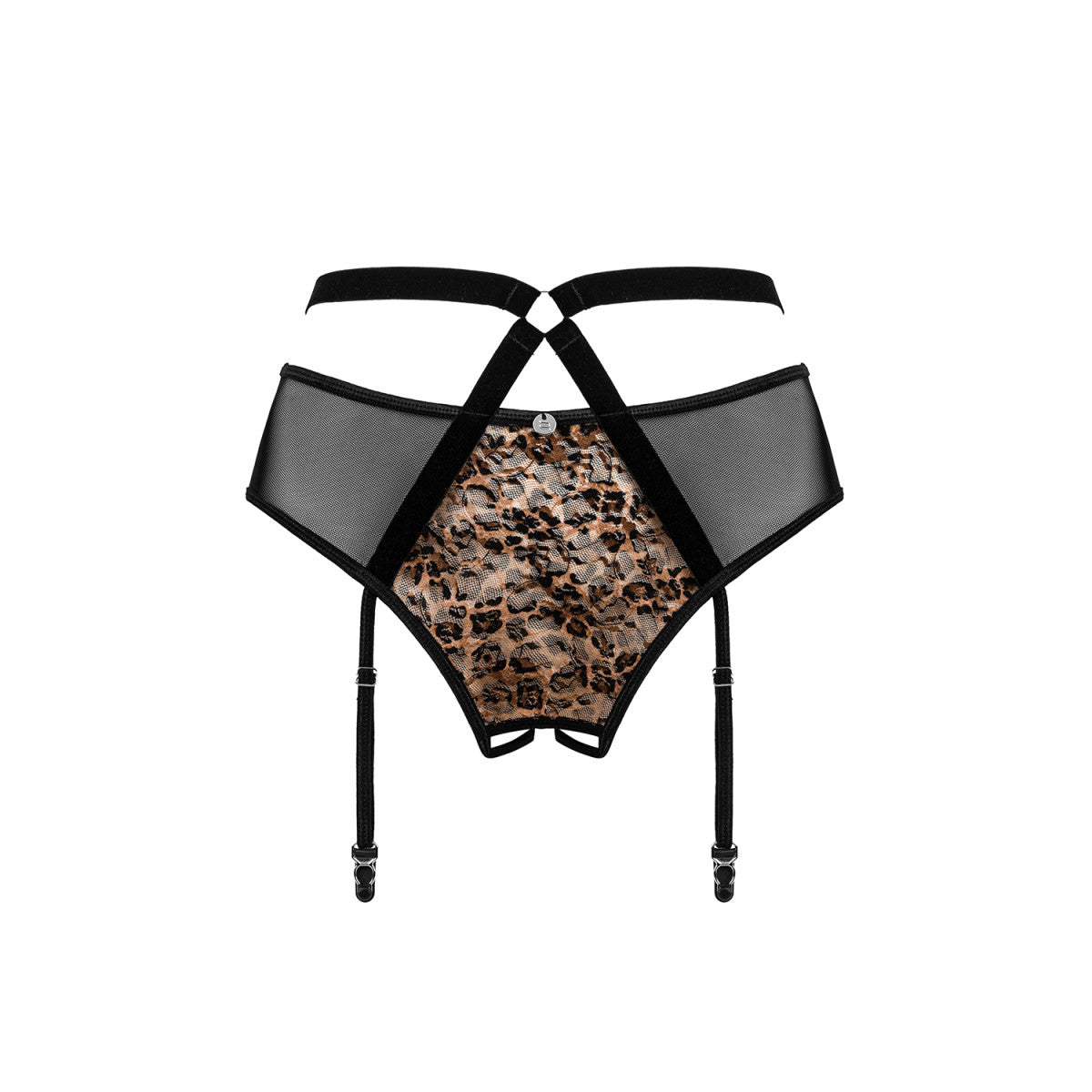OB Allunes crotchless garter belt black-leo Size Plus