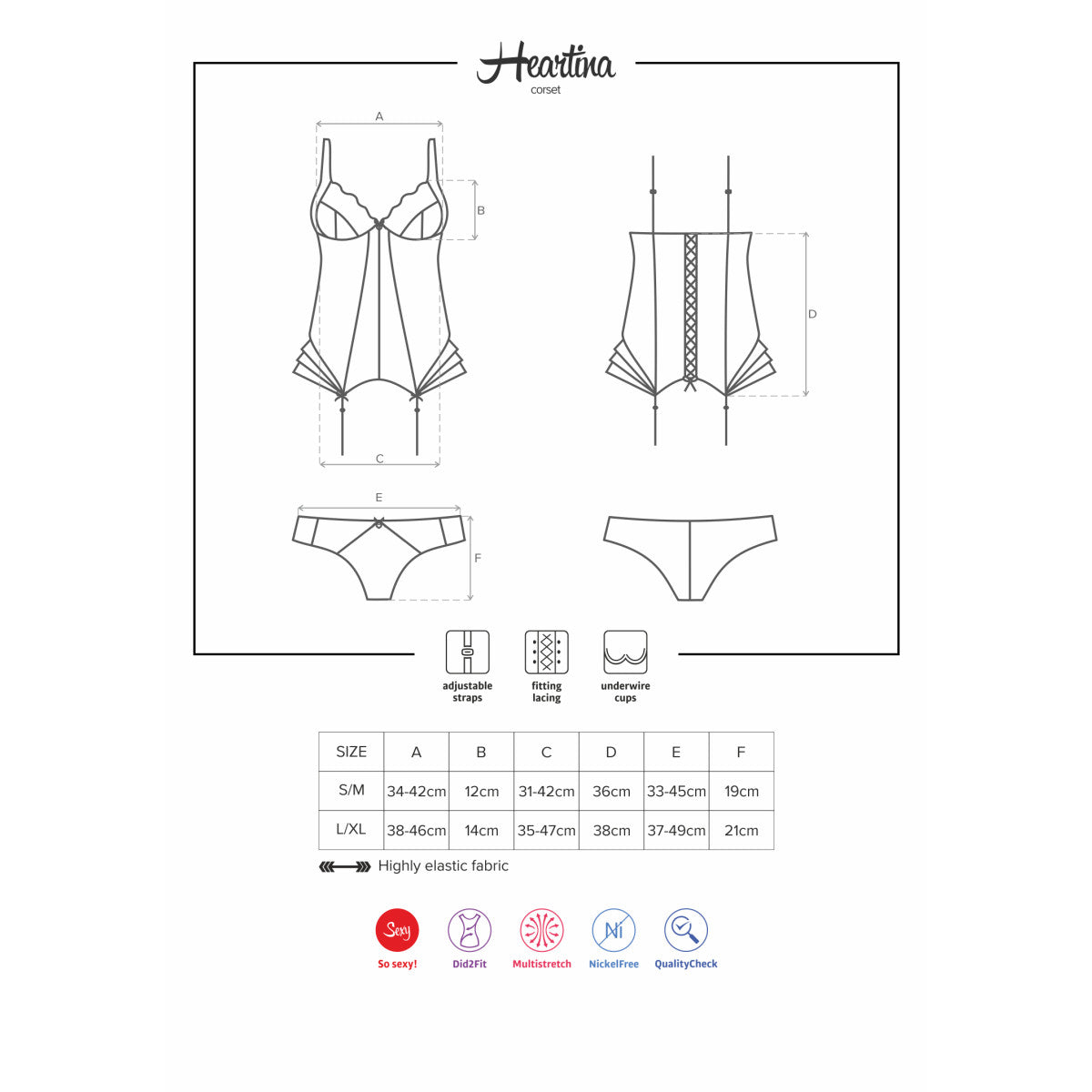 OB Heartina corset & thong black