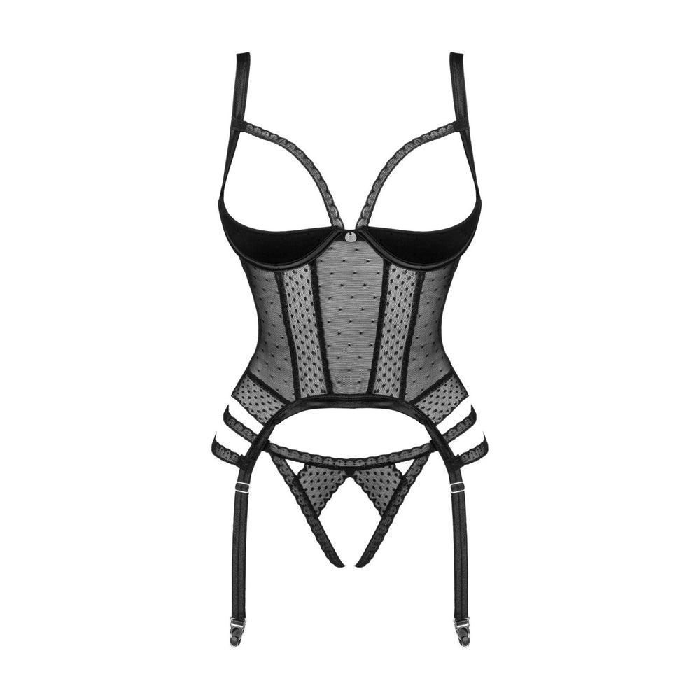 OB Lanelia corset & thong with open cups black