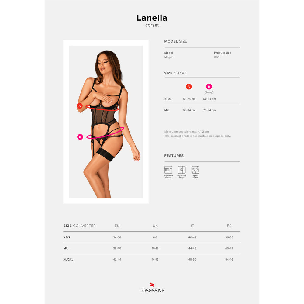 OB Lanelia corset & thong with open cups black