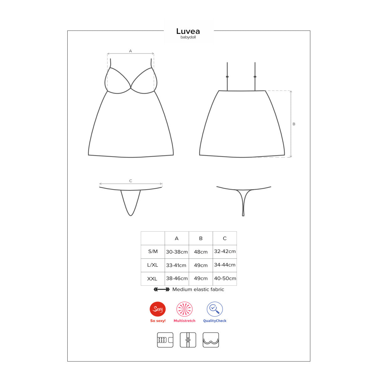 OB Luvae babydoll & thong black Size Plus