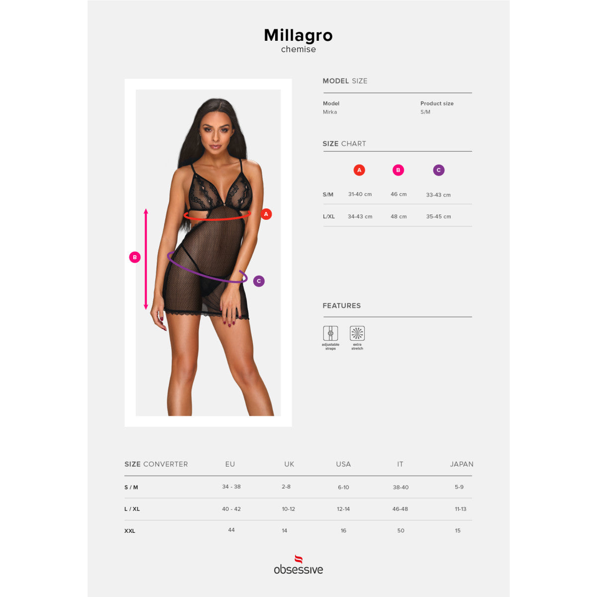 OB Millagro chemise & thong black