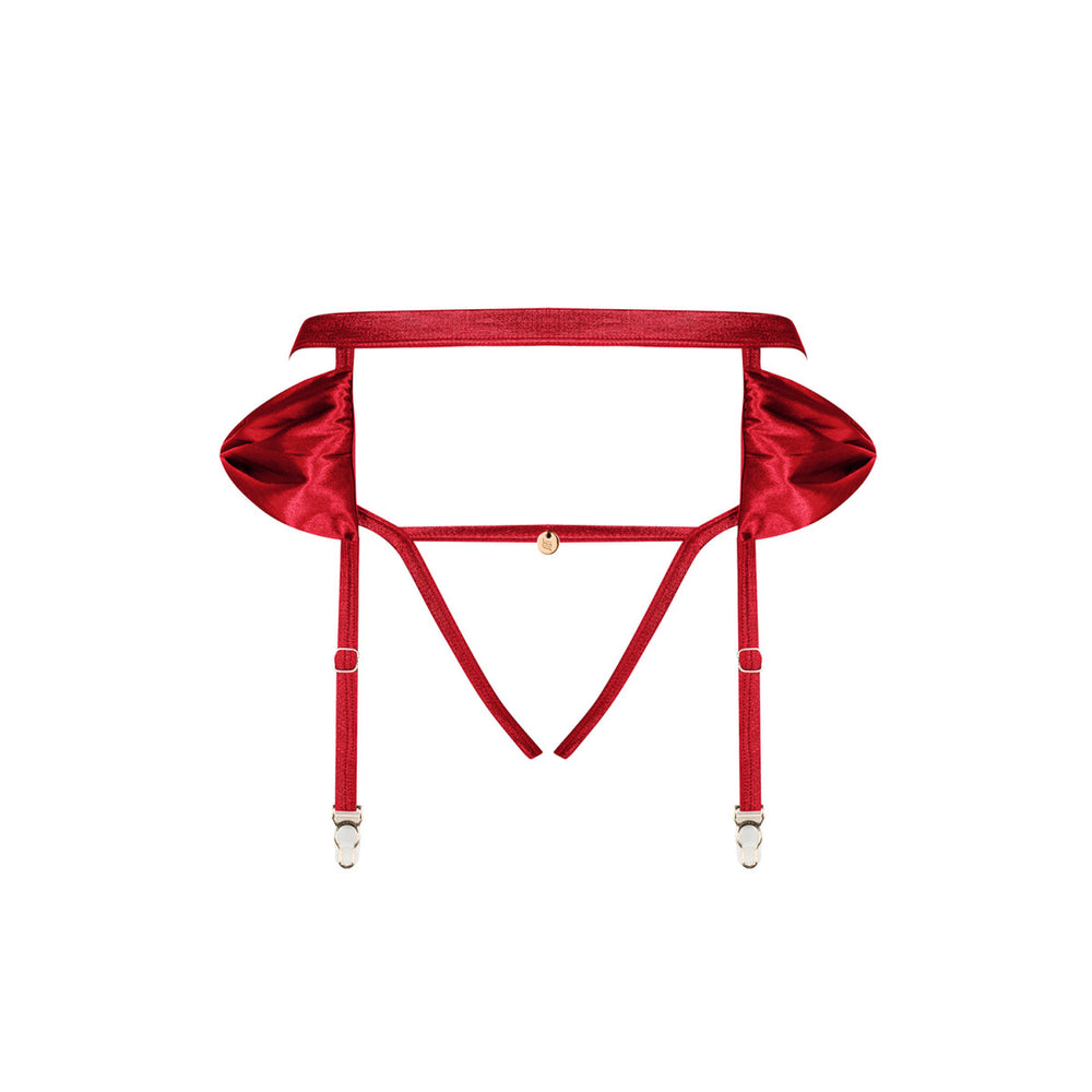 OB Rubinesa garter belt & crotchless thong red