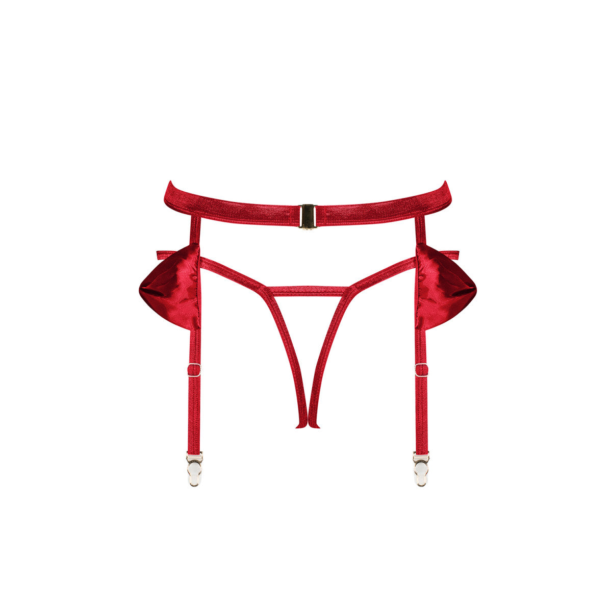 OB Rubinesa garter belt & crotchless thong red