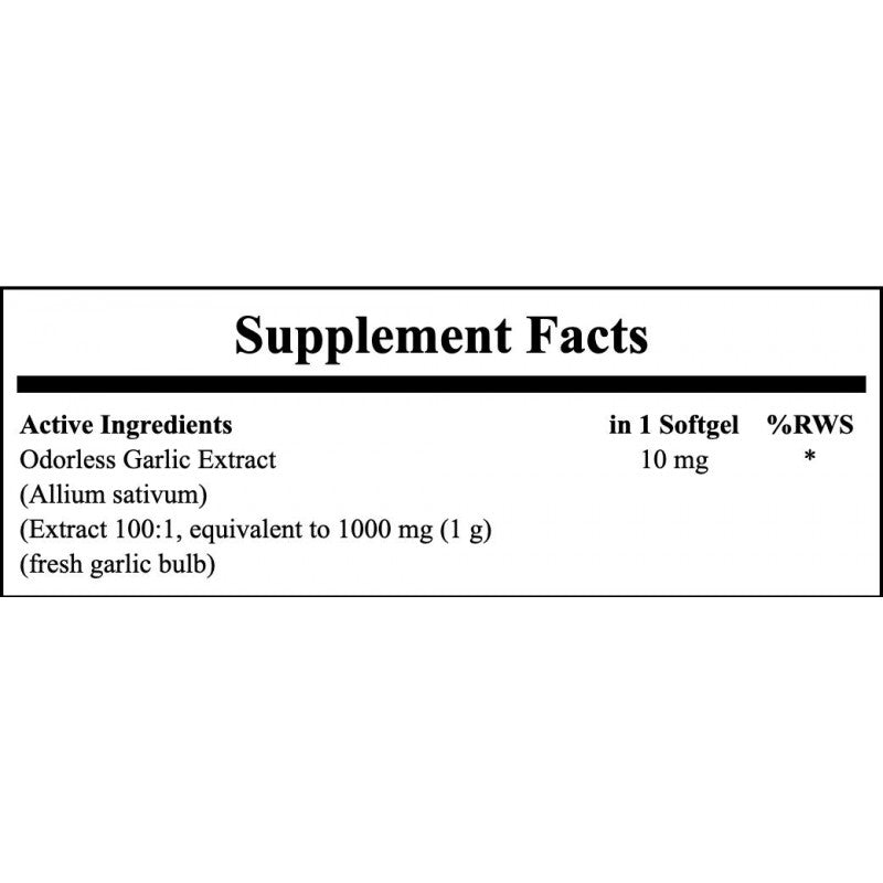 Odorless Garlic 1000mg - 100softgels. (bezwonny czosnek)