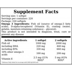 Omega 3 1000mg - 220softgels.