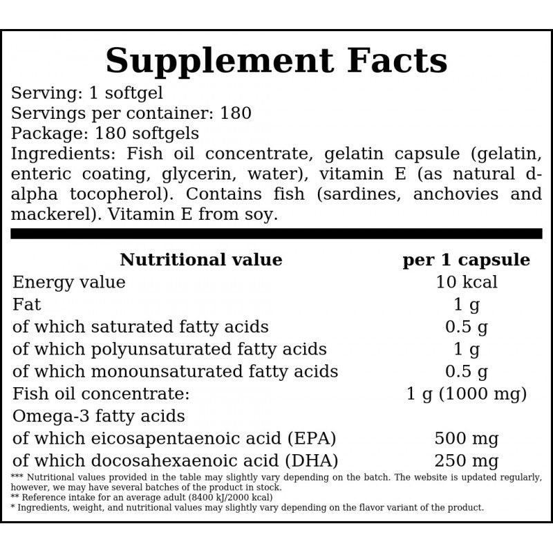 Omega-3 180 EPA / 120 DHA - 180softgels