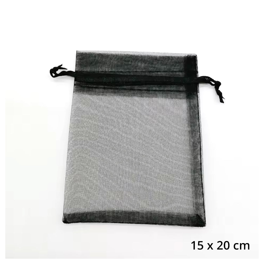 Organzabeutel 10 Stück, schwarz, 15x20 cm