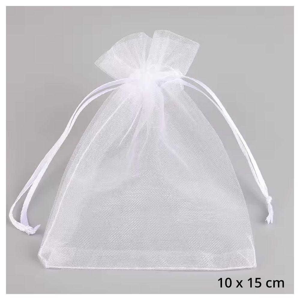 Organzabeutel 10 Stück, weiss, 10x15 cm