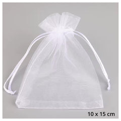 Organzabeutel 10 Stück, weiss, 10x15 cm