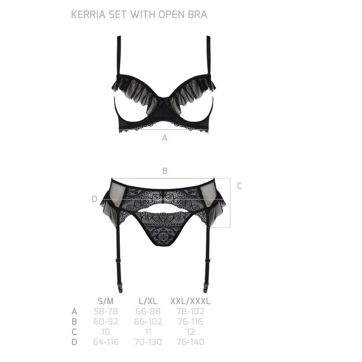 PE ECO Kerria 3pcs set with open bra black