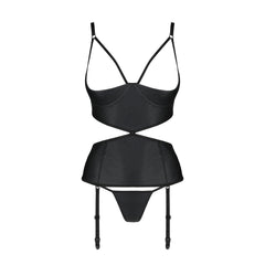 PE Jannies corset & thong with open cups black
