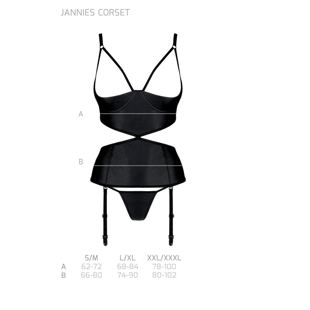 PE Jannies corset & thong with open cups black