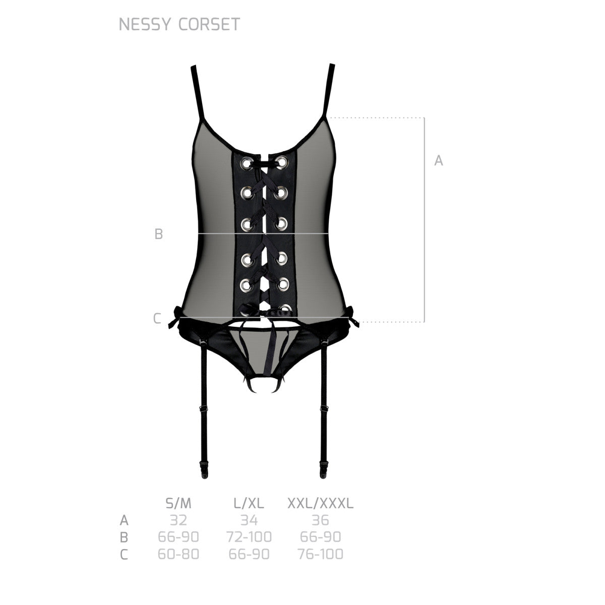 PE Nessy corset & thong black