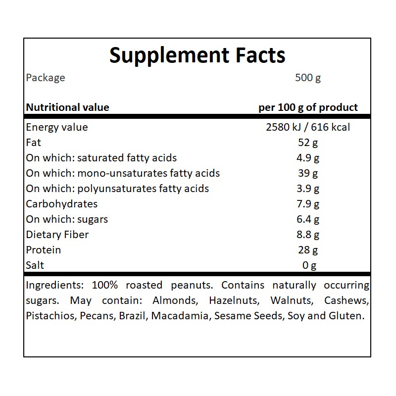 Peanut Butter 100% Peanut - 500g - Smooth