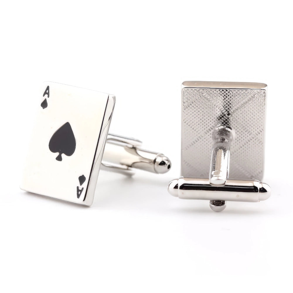 Poker Ass Manschettenknöpfe, Silber