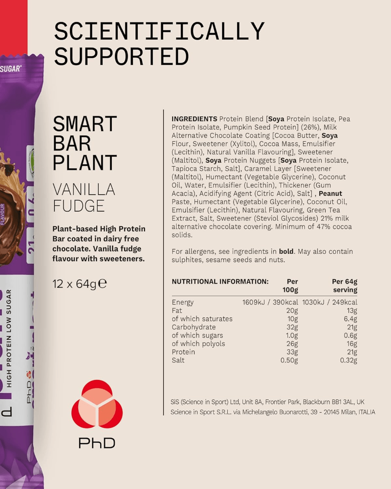 PhD Nutrition Smart Plant Bars - 12 x 64 g