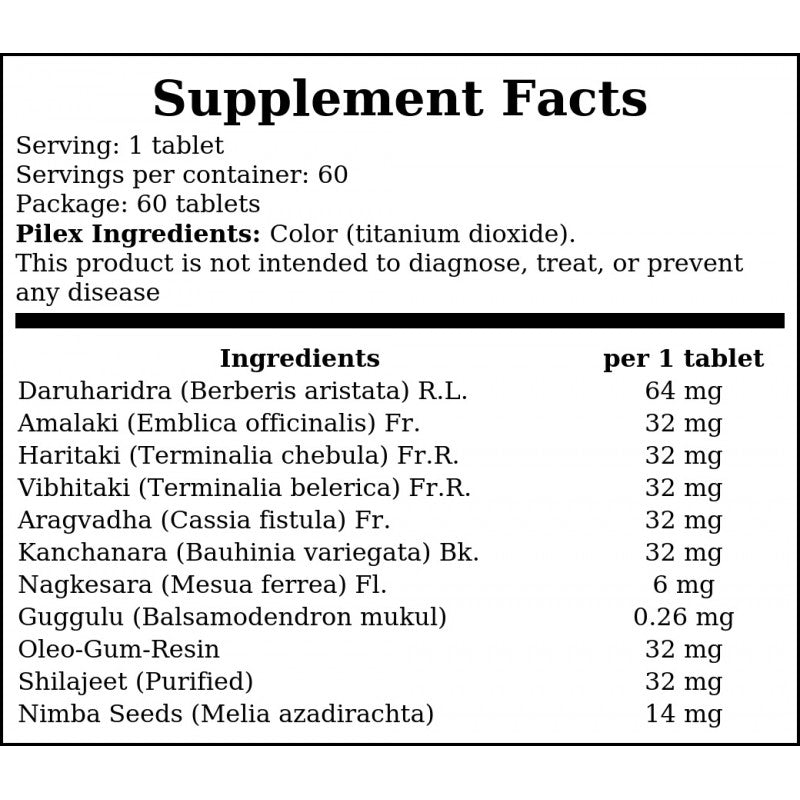 Pilex - 60tabs. (Indian Version)