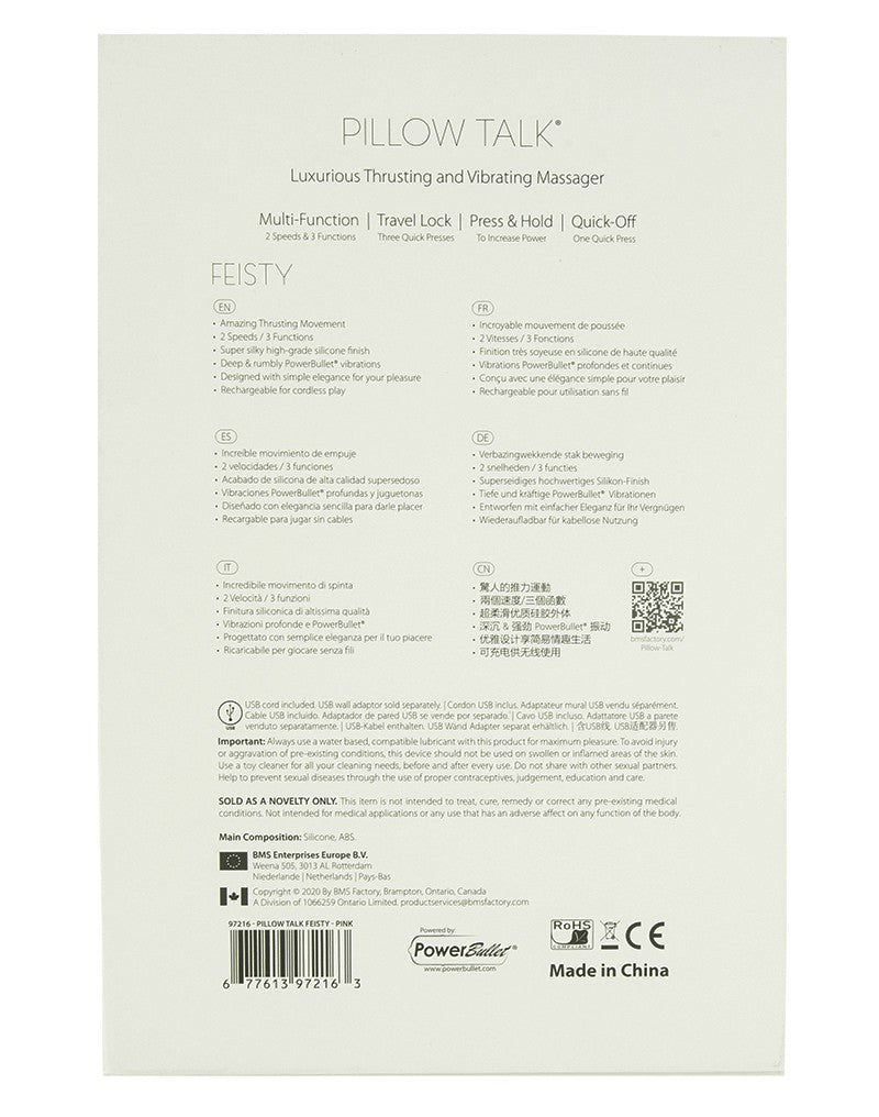 Pillow Talk - Feisty - Thrusting Vibrator - Pink