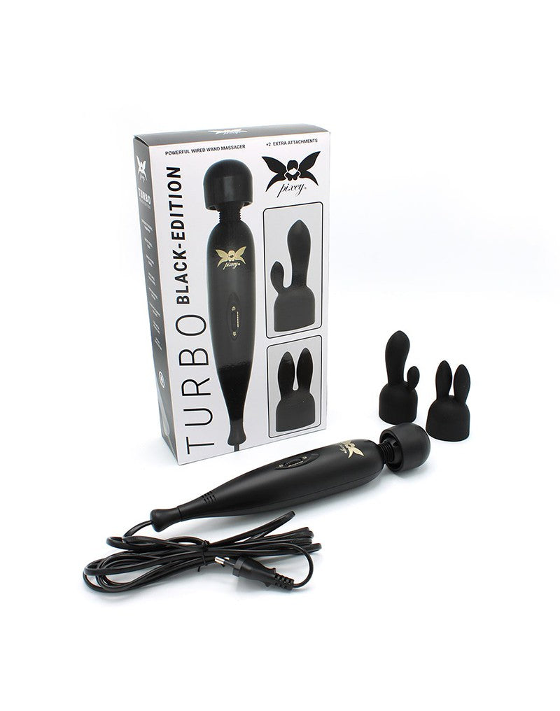 Pixey - Pixey Turbo - Wandvibrator mit 2 Aufsätzen - Schwarz
