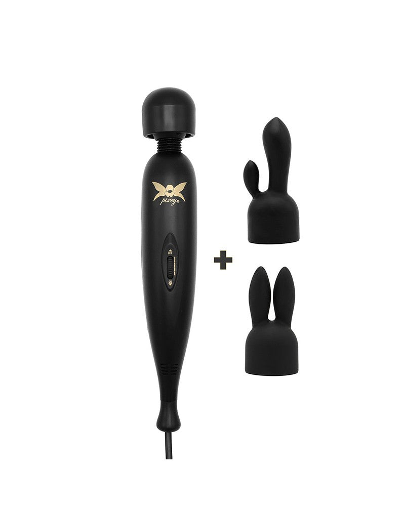 Pixey - Pixey Turbo - Wandvibrator mit 2 Aufsätzen - Schwarz