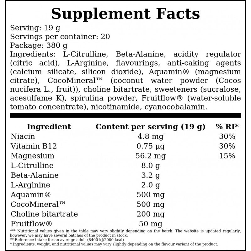 Platinum Pump Pre-Workout - 380g - Lemon Lime