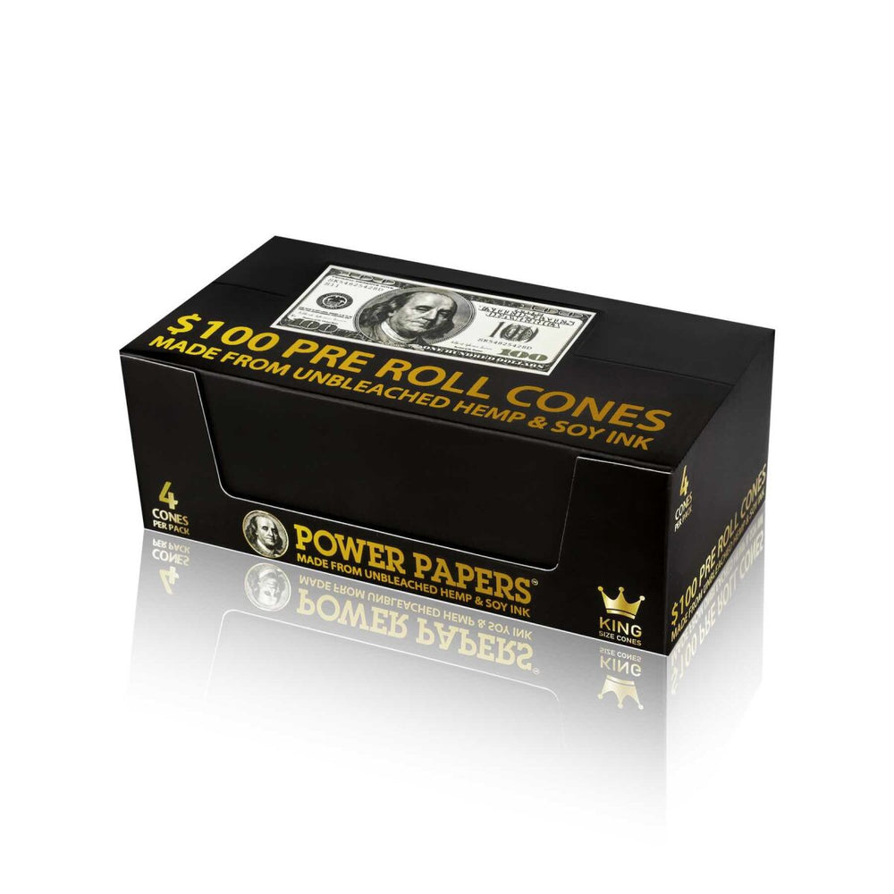 Power Papers 100 DOLLAR - King Size Cones - Prerolled Joints - Box - 24 x 4 Stück