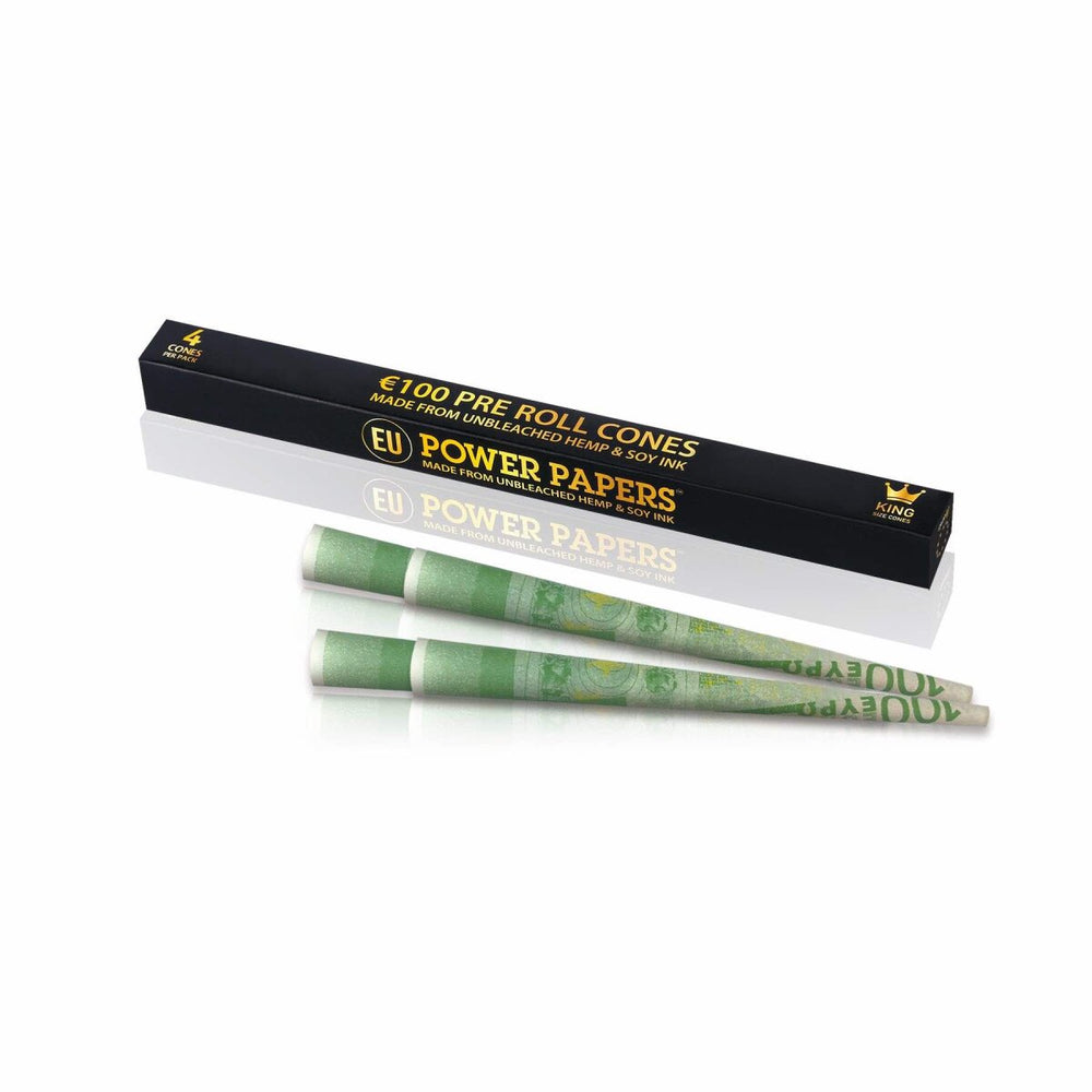 Power Papers 100 EURO - King Size Cones - Prerolled Joints - Box - 24 x 4 Stück