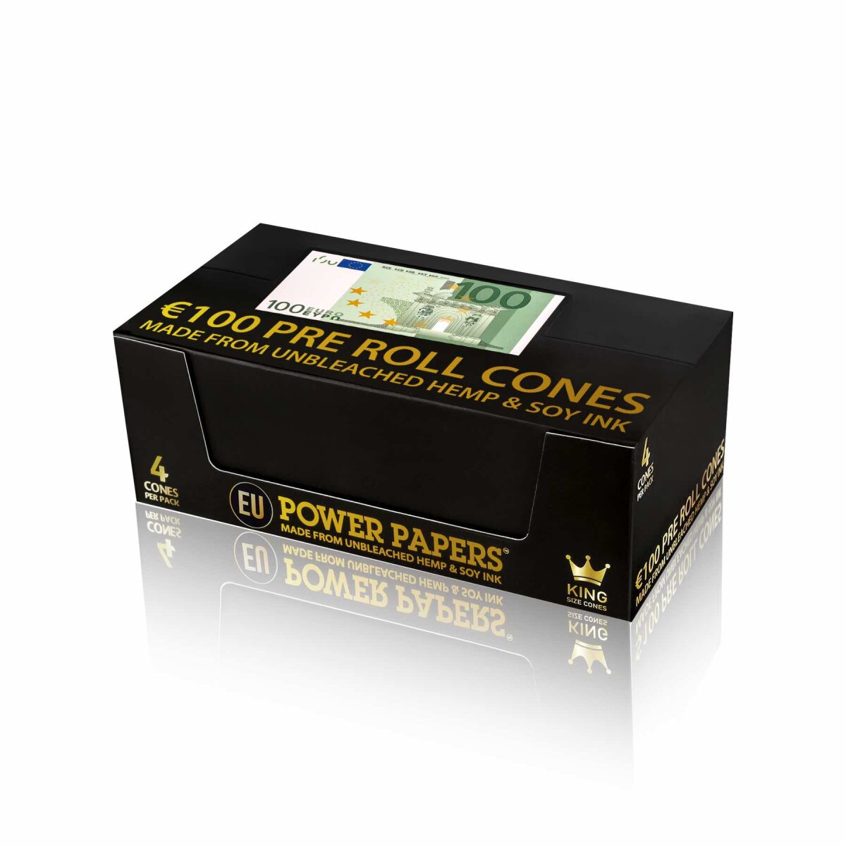 Power Papers 100 EURO - King Size Cones - Prerolled Joints - Box - 24 x 4 Stück