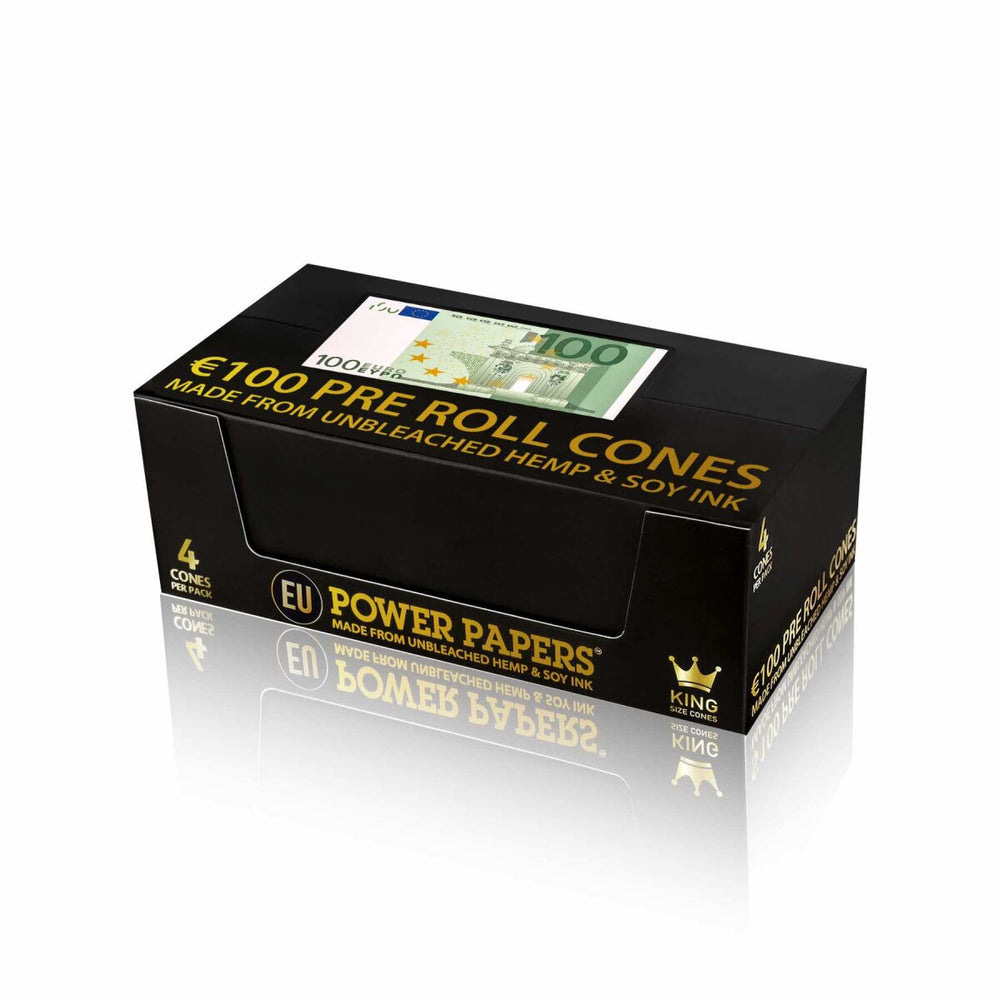 Power Papers 100 EURO - King Size Cones - Prerolled Joints - Box - 24 x 4 Stück