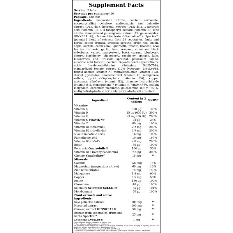 Premium Vitamin Complex For Men - 120vtabs.