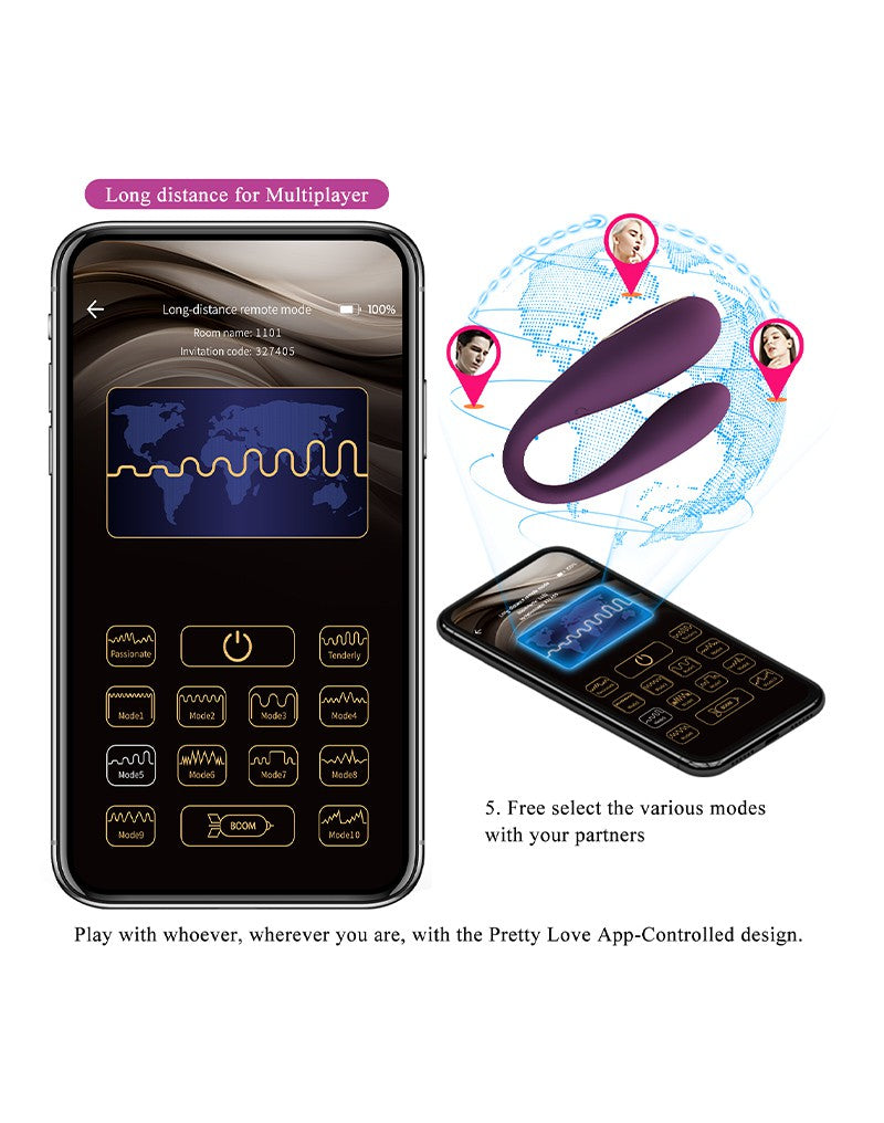 Pretty Love - August - Paarvibrator mit App-Steuerung - Lila