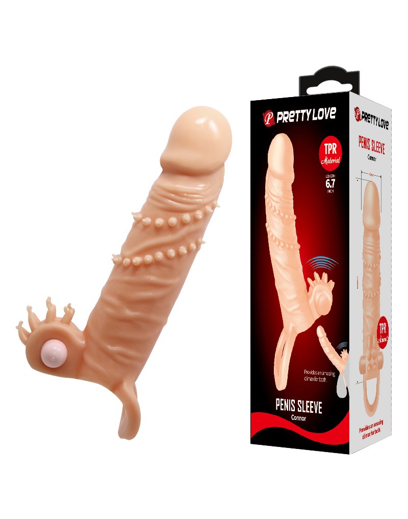 Pretty Love – Connor – Penishüllen-Vibrator mit Klitorisstimulator – Nude