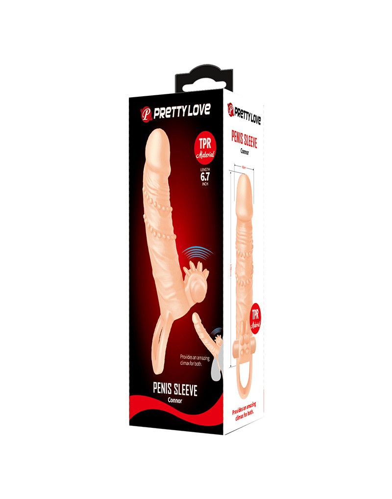 Pretty Love – Connor – Penishüllen-Vibrator mit Klitorisstimulator – Nude