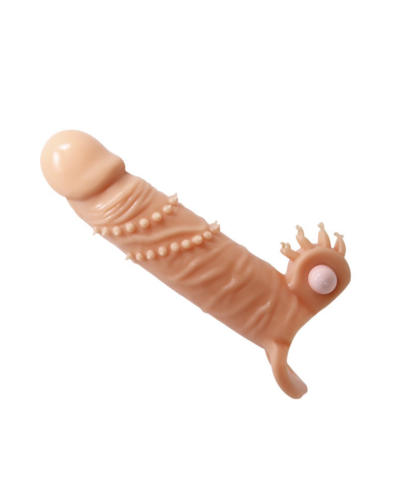 LoveToy - Knights Ring - Vibrierendes Doppel-Penis-Sleeve - Drip - Weiß