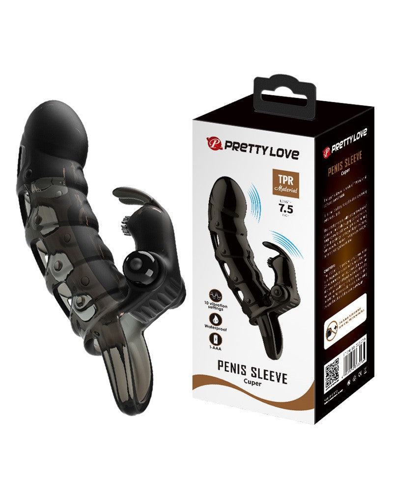 8: Pretty Love - Cuper - Penishülle + Rabbit-Vibrator - Schwarz