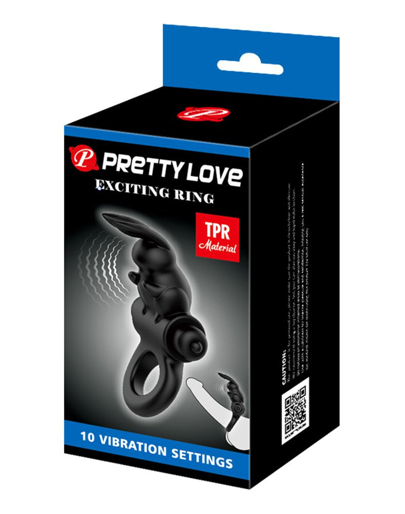 Pretty Love - Exciting Ring - Vibrierender Cockring - Schwarz